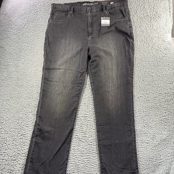 Eddie Bauer Jeans Womens T18 Black Flannel Lined Boyfriend Relaxed Stretch Denim - Picture 1 of 13